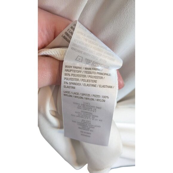 Susan Graver Occasions women's plus 1X tunic blouse liquid knit lace white EUC - Picture 6 of 7